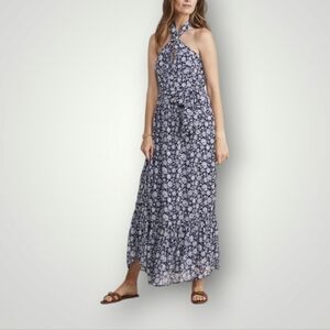 VINEYARD Vines Dress Womens 10‎ Halter Tie Waist Allover Print New